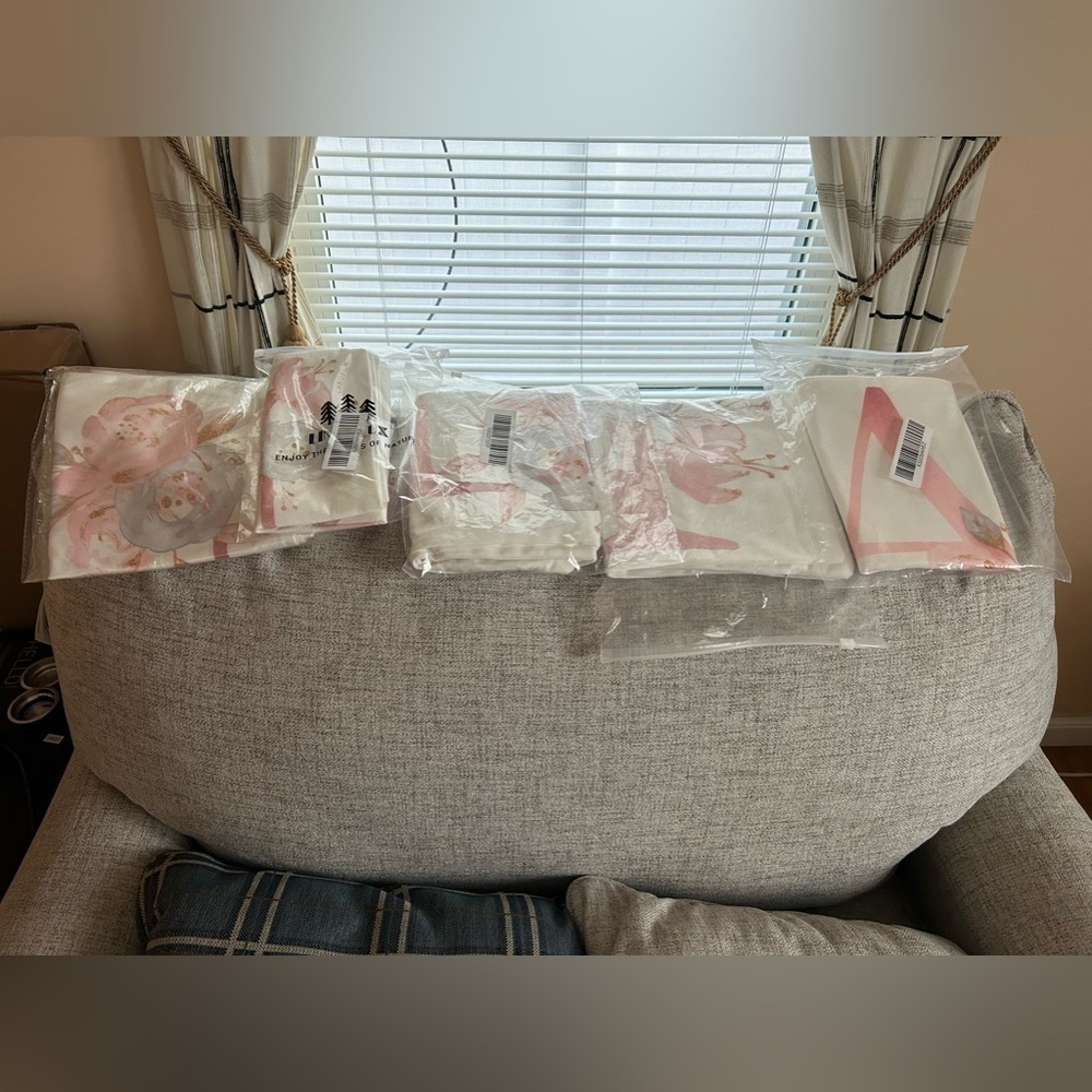 17x17 Throw Pillow Cover New White And Pink Zipper polyester Set Of 5